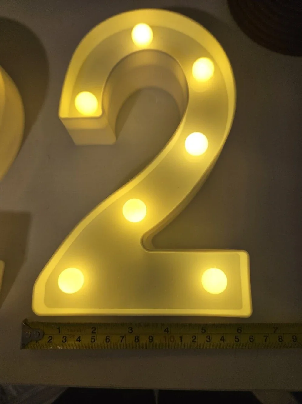 LED Marquee Number '2' Pair in Yellow – Decorative Party Numbers